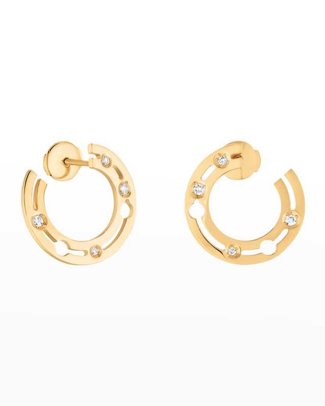 Yellow Gold Pulse Side Hoop Earrings, 18mm